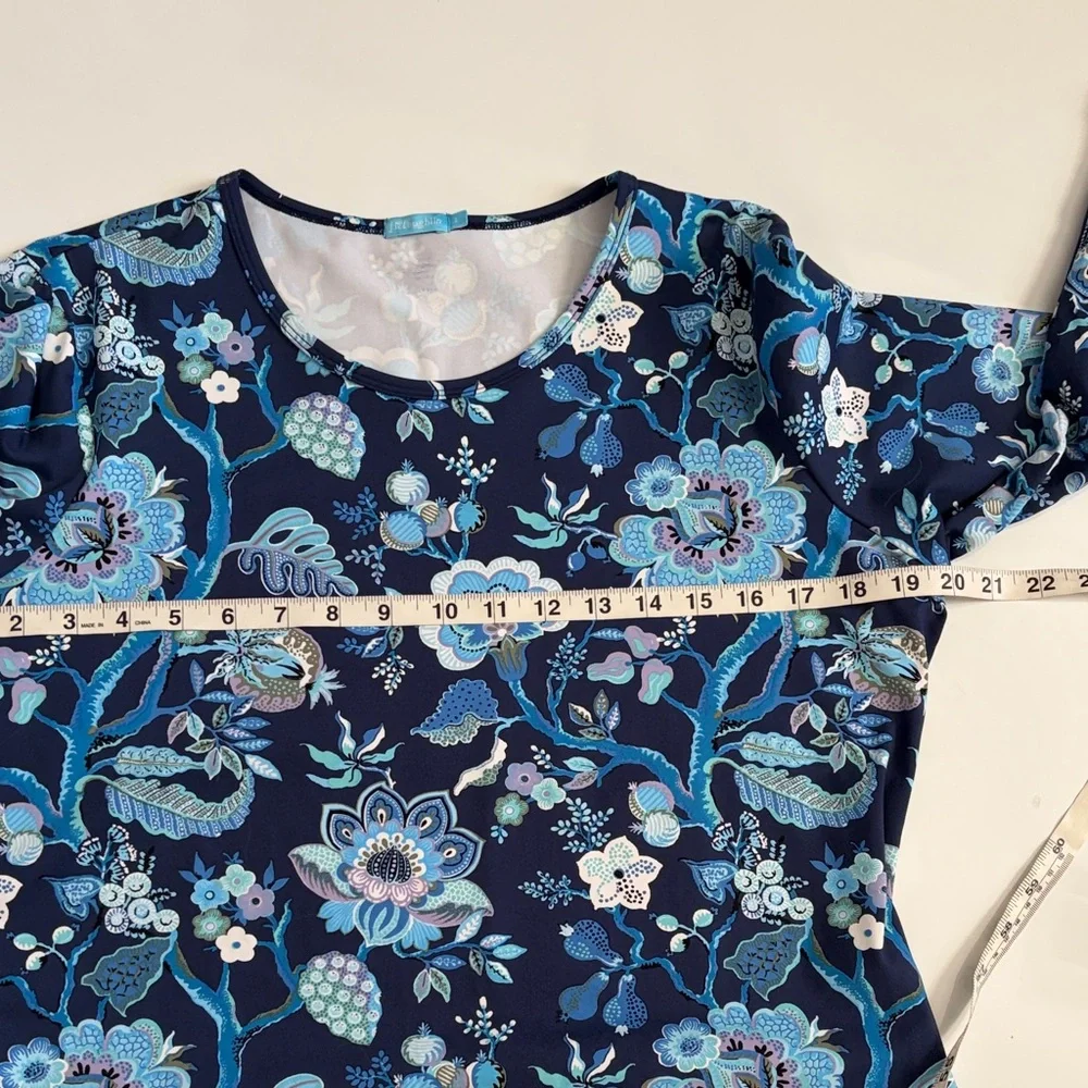 Floral Long Sleeve Top in Navy and Light Blue - Picture 3 of 3